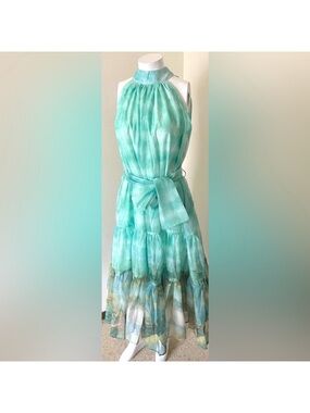 Nancy Yang Light Green gorgeous midi Dress vacation/ summer.